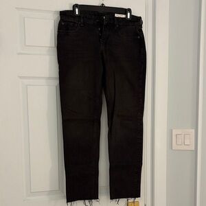 Black Women's Low-Rise Straight Jeans